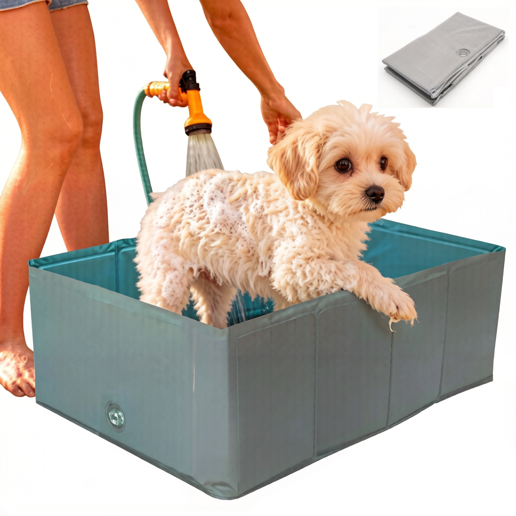 Foldable Pet Bath Tub with Drain
